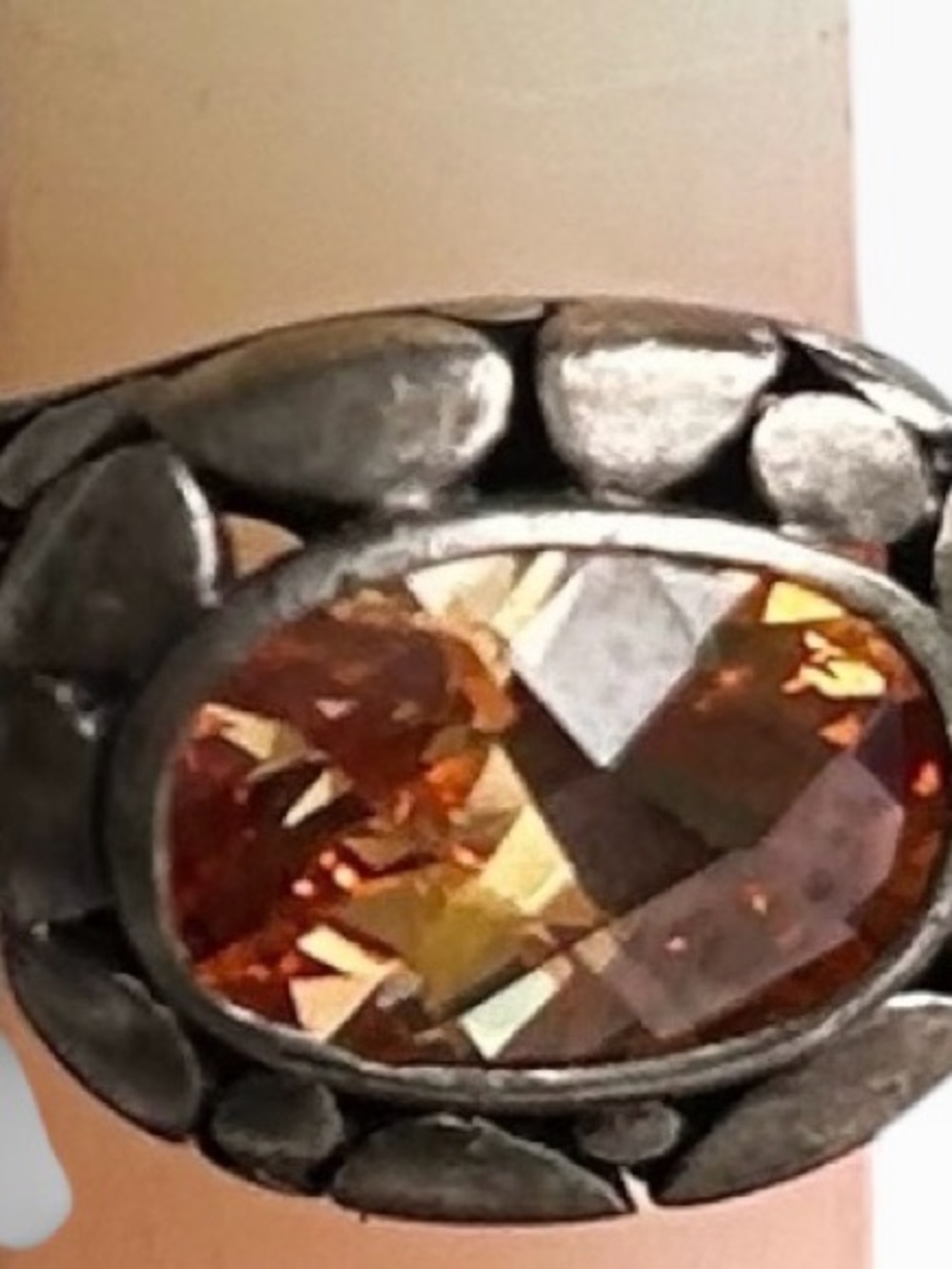 Silver 925 Ring Featuring an Oval Faceted Citrine Stone Size 6